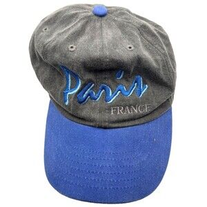 Paris France Snap Back Hat Embroidered Blue Gray Soft Supple Quality Vintage 90s
